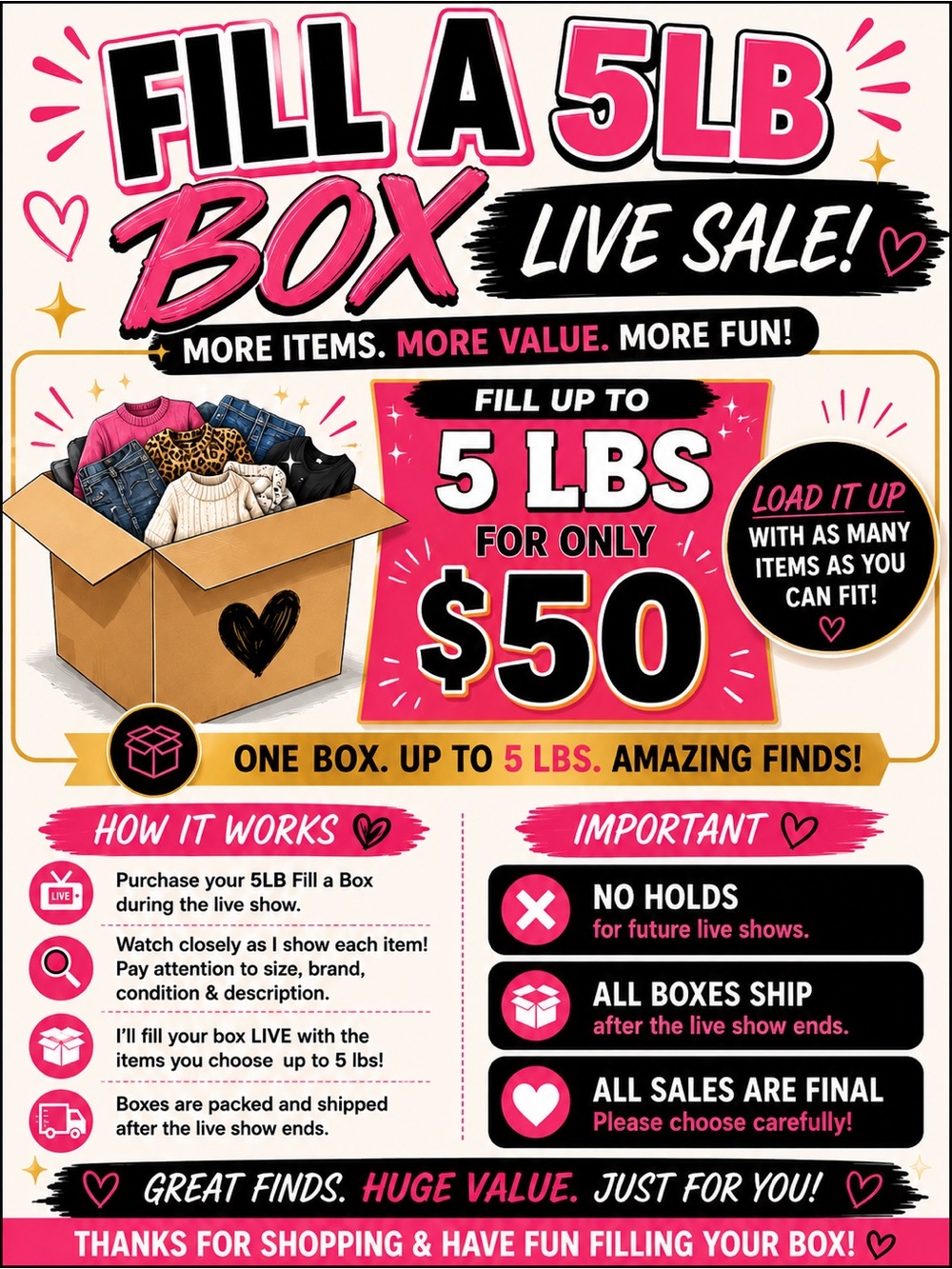 LIVE FILL A BOX 5lbs | Mixed Brands | variety of Styles & Sizes| Bulk - Picture 3 of 4